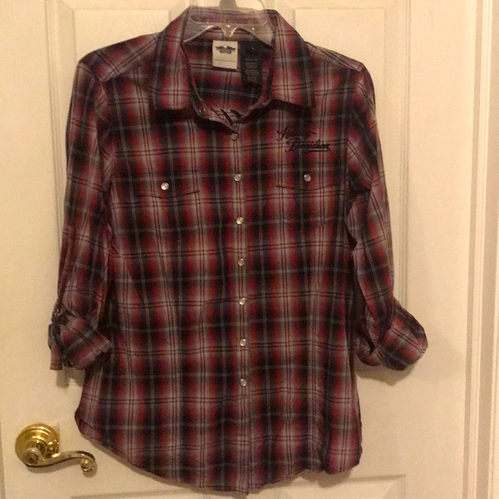 Harley-Davidson Flannel Like Button Down Shirt - image 2